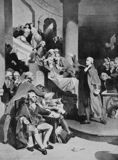 Patrick Henry holdt sin berømte tale i House of Burgesses av Peter Frederick Rothermel