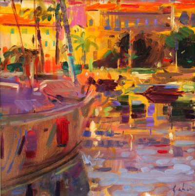 Sørfransk havn av Peter Graham (Contemporary)