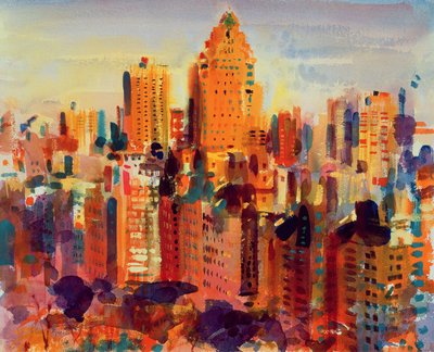 Øvre Manhattan, 2000 (wc på papir) av Peter Graham (Contemporary)