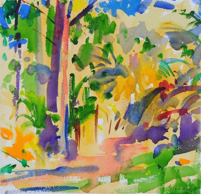 Maui Rainforest, 2023 (akvarell) av Peter Graham