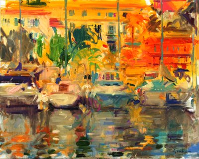 Menton sommer, den franske rivieraen (olje på lerret) av Peter Graham