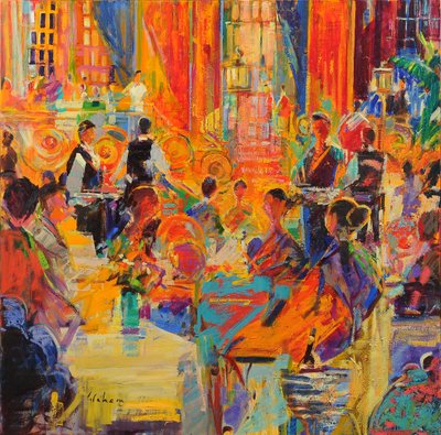 Waldorf, 2021 (olje på lerret) av Peter Graham