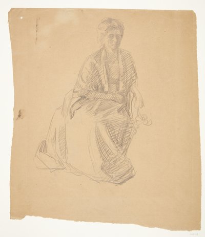 Kunstnerens kone (Fru Elise P. H.) sittende. Studie til maleriet: Innvielse av Faaborg Museum (1910-11) av Peter Hansen