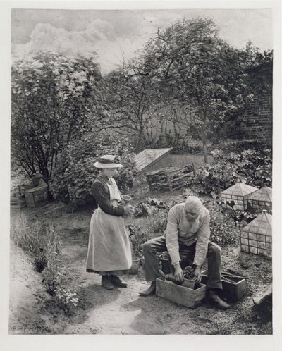 En gammel mann og hans datter hagearbeid av Peter Henry Emerson