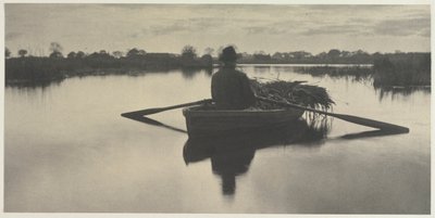 Roing Home the Schoof-Stuff fra Life and Landscape on the Norfolk Broads, 1886, plate XXI, 1886. av Peter Henry Emerson