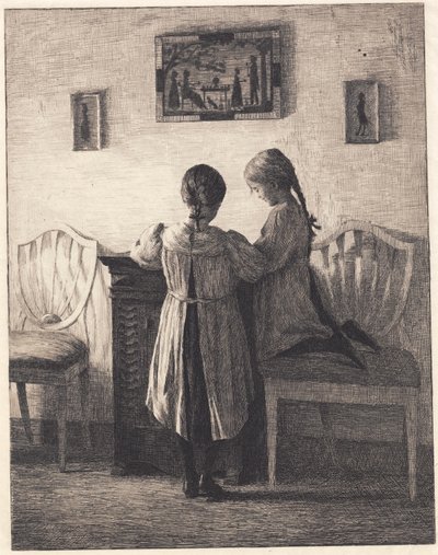Interiør med to små jenter av Peter Vilhelm Ilsted