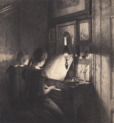 To små jenter ved et piano av Peter Vilhelm Ilsted