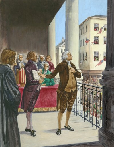 George Washington blir tatt i ed som USAs første president i New York av Peter Jackson