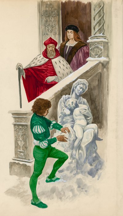 Michelangelo, som gutt, skar ut en statue fra snøen av Peter Jackson