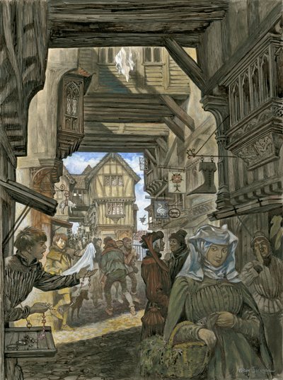 Shopping på gamle London Bridge av Peter Jackson