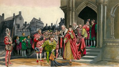 Sir Walter Raleigh legger fra seg kappen for dronning Elizabeth I av Peter Jackson