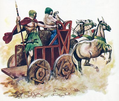 Sumerisk vogn (farge litho) av Peter Jackson