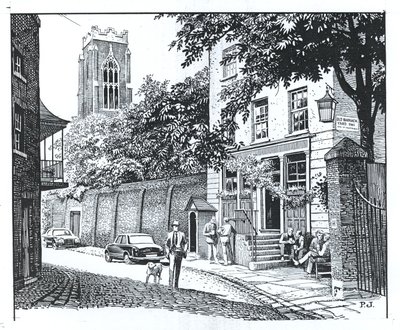 The Grenadier, Wilton Row, Belgravia (blekk på papir) av Peter Jackson