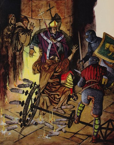 Mordet på Thomas Becket i Canterbury-katedralen (fargelitografi) av Peter Jackson