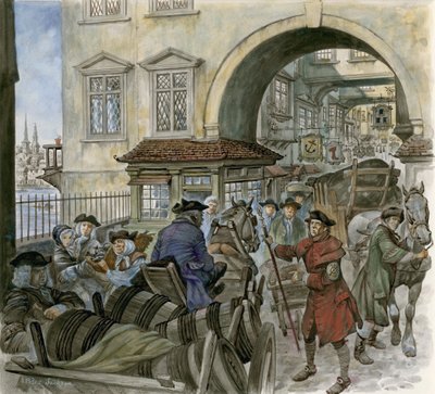 Trafikk på Old London Bridge av Peter Jackson
