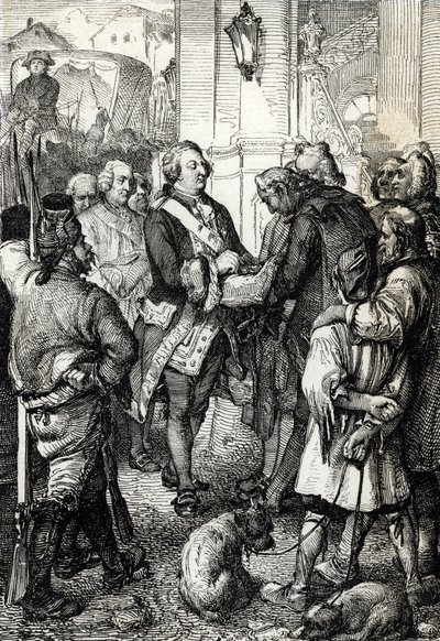 Fransk revolusjon: Kong Ludvig XVI mottar fra borgermesteren i Paris Jean-Sylvain Bailly tricolore kokarden av Peter Johann Nepomuck Geiger