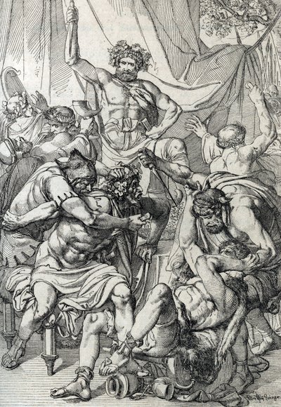 Heptarki: "" representasjon av den angelsaksiske lederen Hengist (5. århundre) som dreper fiendene sine for å grunnlegge kongeriket Kent, rundt 461" (Saksisk heptarki: angelsaksisk leder Hengist (eller Hengest) som dreper fiendene sine under av Peter Johann Nepomuck Geiger