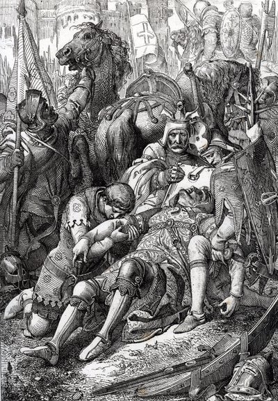 Kong Vilhelm Erobreren såret av sin sønn Robert II av Normandie dit Courteheuse (1051-1134) ved festningen Gerberoy av Peter Johann Nepomuck Geiger
