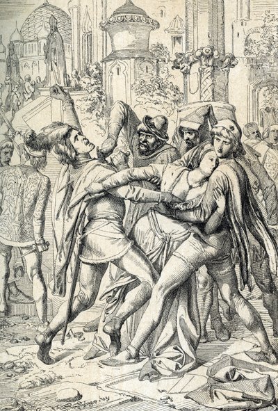 De sicilianske veperne (Vespri siciliani) folkeopprør på øya Sicilia mot den feodale dominansen til den franske kongen Charles av Anjou, som fant sted i Palermo og Corleone, 31/03/1282, påsketirsdag - (sicilianske vespere, vellykket opprør den av Peter Johann Nepomuck Geiger