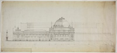 Lakefront Exhibition Hall, Chicago, Illinois, Elevation av Peter Joseph Weber