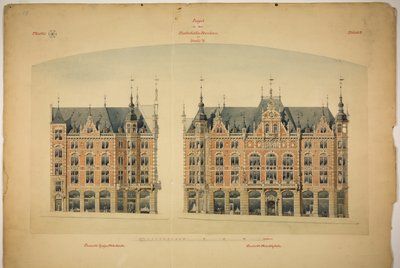 Rathskeller nybygg, Halle (Saale), Sachsen-Anhalt, Tyskland, Høyder av Peter Joseph Weber