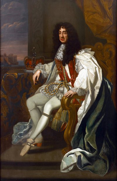 Barokk : Portrett av Charles II av England (1630-1685), i klærne til Order of the Garter par Lely, Sir Peter (1618-1680). Olje på lerret, 213,5x140. Privat samling av Peter Lely