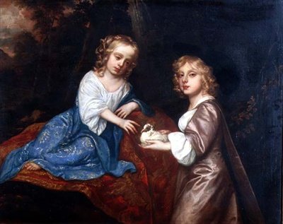 Dobbeltportrett av Charles Dormer (1652-73), Viscount Ascott og hans søster, Lady Elizabeth Dormer (1653-77) (olje på lerret) av Peter Lely