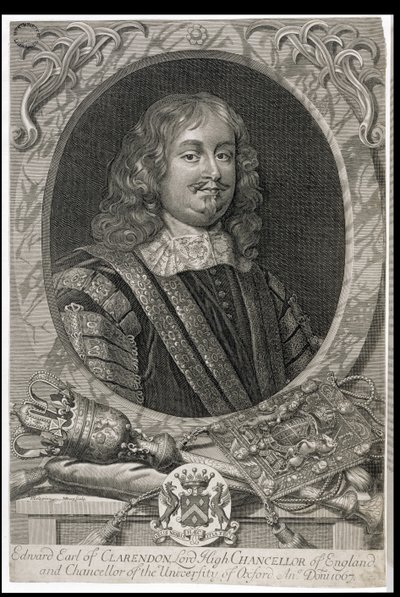 Edward Hyde, 1. jarl av Clarendon (1609-74), gravert av M. Burg av Peter Lely