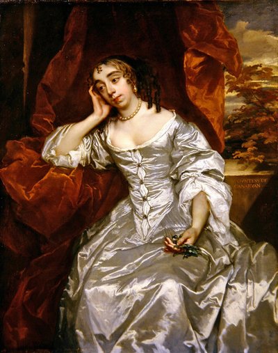 Portrett av Elizabeth Capel grevinne av Carnarvon, ca. 1662 (olje på lerret) av Peter Lely
