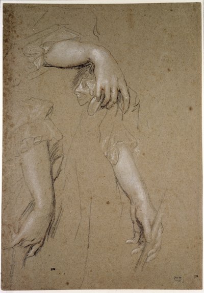 Studies of Hands, 1600-tallet (kritt på papir) av Peter Lely
