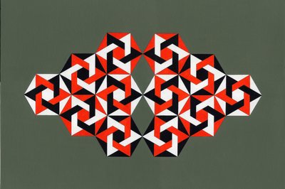 Hexagrams, 2009 (akryl på lerret) av Peter McClure
