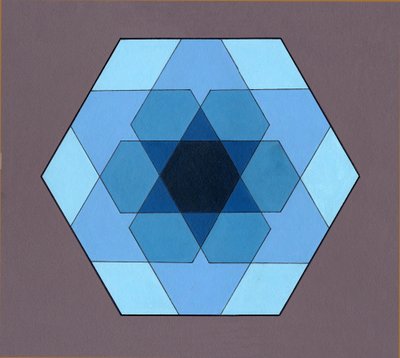 Overlaying Hexagons, 2009 (akryl om bord) av Peter McClure