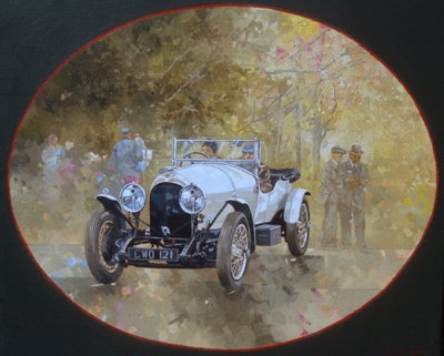 3 liter Bentley på Kelmarsh (olje på lerret) av Peter Miller