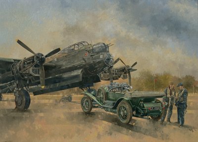 A Lancaster and a Bentley, 2000 (olje på lerret) av Peter Miller