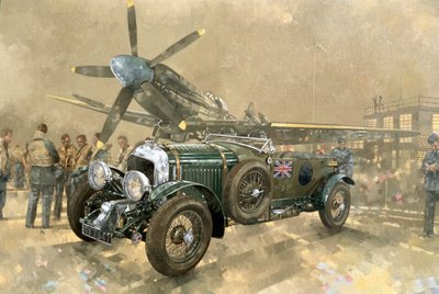 Bentley og Spitfire (olje på lerret) av Peter Miller