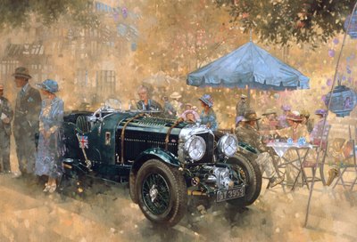Hagefest med Bentley (olje på lerret) av Peter Miller