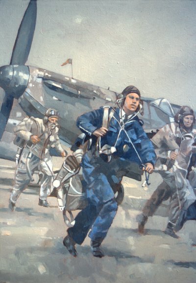Scramble for the Skies (olje på lerret) av Peter Miller