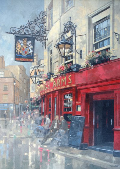The Kings Arms, Shepherd Market, London (olje på lerret) av Peter Miller