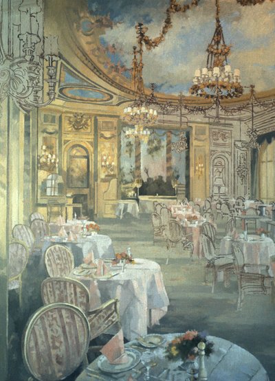 The Ritz Restaurant (olje på lerret) av Peter Miller