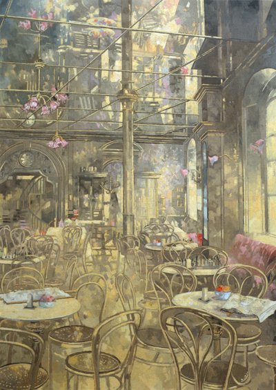 The Vienna Cafe, Oxford Street (olje på lerret) av Peter Miller