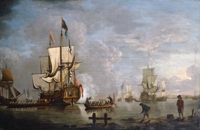 The Morning Gun: HMS Peregrine off Rochester (olje på lerret) av Peter Monamy