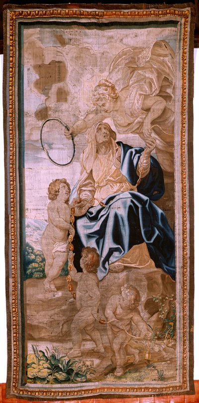 flamsk billedvev. Serien Nattverdens triumf. Arvefølgen av pavene (La sucesión de los papas). Attende billedvev i serien. Modell Peter Paul Rubens. 1626-1628. Produksjon Jan II Raes, Hans Vervoert, Brussel av Peter Paul (after) Rubens