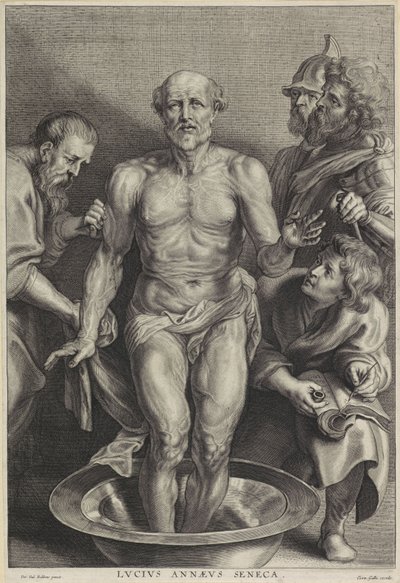 The Death of Seneca, gravert av Alexander Voet II av Peter Paul (after) Rubens