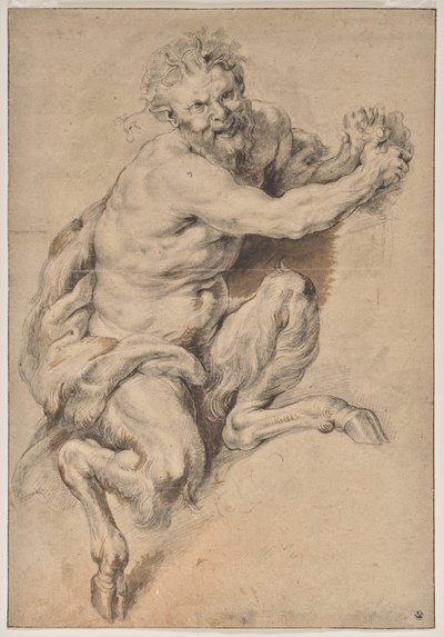 En faun som griper en haug med druer av Peter Paul Rubens