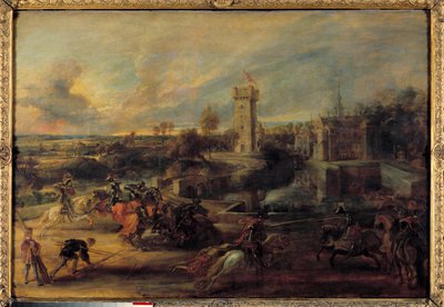 En turnering nær gropene til Steen Castle (middelalderen). Flamsk maleri av Pierre Paul (Pierre-Paul) Rubens (eller Peter Paul eller Petrus Paulus) (1577-1640) av Peter Paul Rubens
