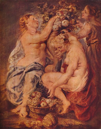 Ceres and Two Nymphs with a Cornucopia, c1617 av Peter Paul Rubens