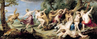 Diana og nymfene hennes overrasket av fauner, 1638-40 av Peter Paul Rubens