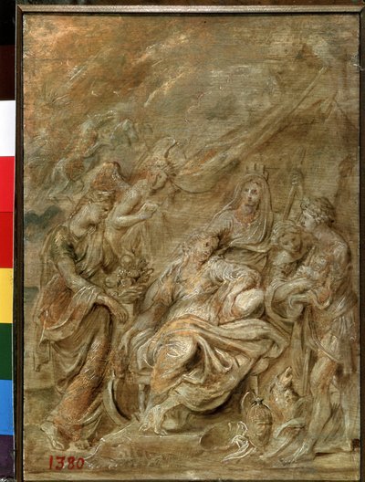 Fødsel av Dauphin Louis XIII (1601-1643) (Birth of the Dauphin Louis XIII). Maleri av Peter Paul (Pierre-Paul) Rubens (eller Peter Paul eller Petrus Paulus) (1577-1640). Olje på tre, 33,6 x 24 cm av Peter Paul Rubens
