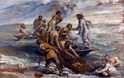 ""La peche miraculouse"" (The Miraculous Draft of Fishes) Maleri av Pieter Paul Rubens (1577-1640) 1618-1619 Dim 55x85 cm London National Gallery av Peter Paul Rubens