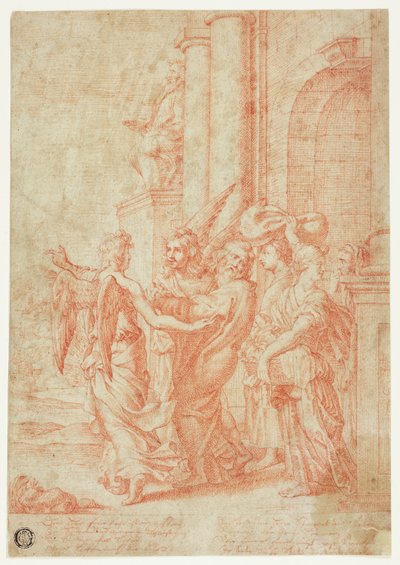 Lot og hans familie ledet ut av Sodoma av Peter Paul Rubens